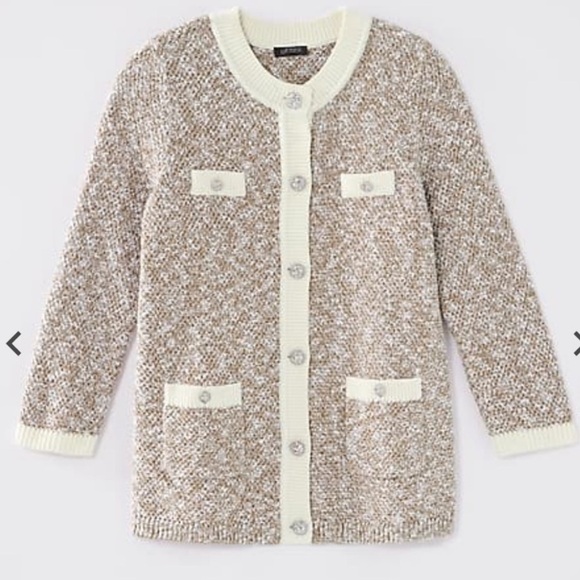 NWT J.Jill Wearever Contrast-Trimmed Sweater-Jacket LP - Picture 6 of 6